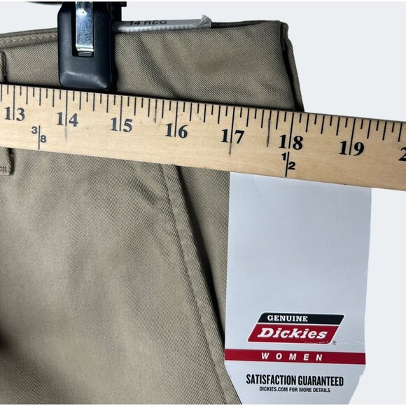 Genuine Dickies Womens Perfectly Slimming High Rise Pant Relaxed Fit Khaki 14R - Picture 7 of 16